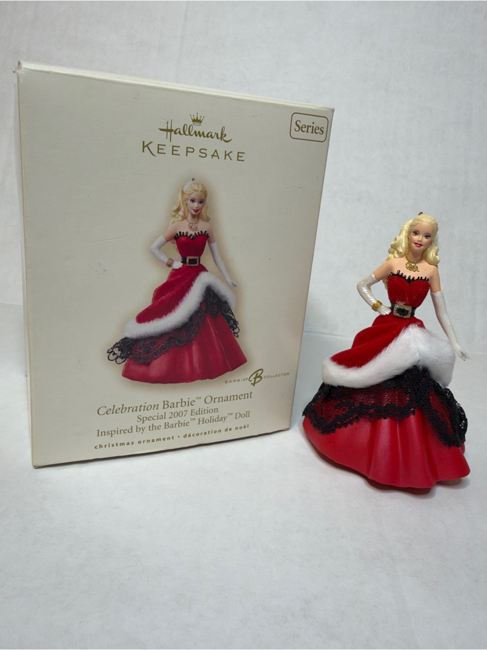 Hallmark Celebration Barbie Ornament in Red, White, Black